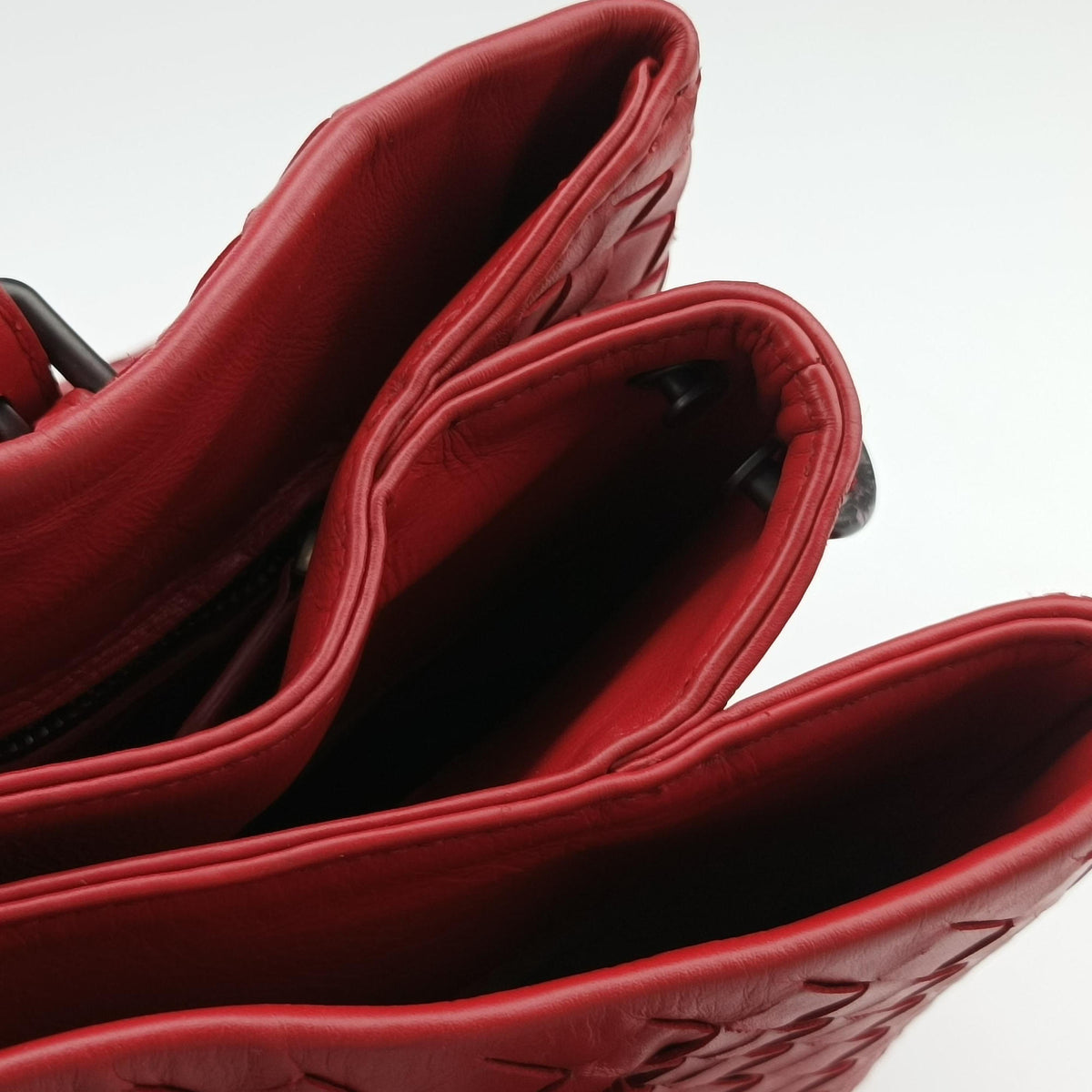 Roma Intrecciato Red lambskin B07424966Uローマ イントレチャート レッド ラムスキン B07424966U