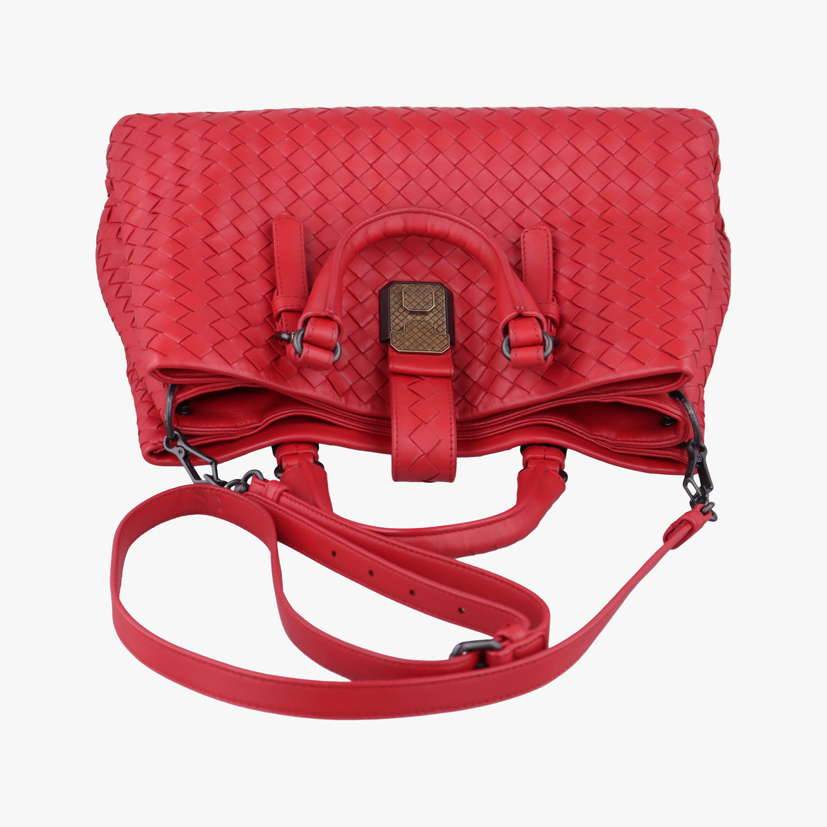 Roma Intrecciato Red lambskin B07424966Uローマ イントレチャート レッド ラムスキン B07424966U