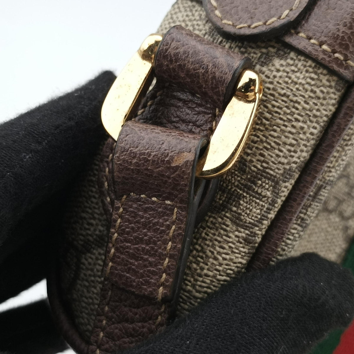 OPHIDIA Brown×red×green PVC coated canvas 517350 オフィディア ブラウン×レッド×グリーン PVCコーティングキャンバス 517350