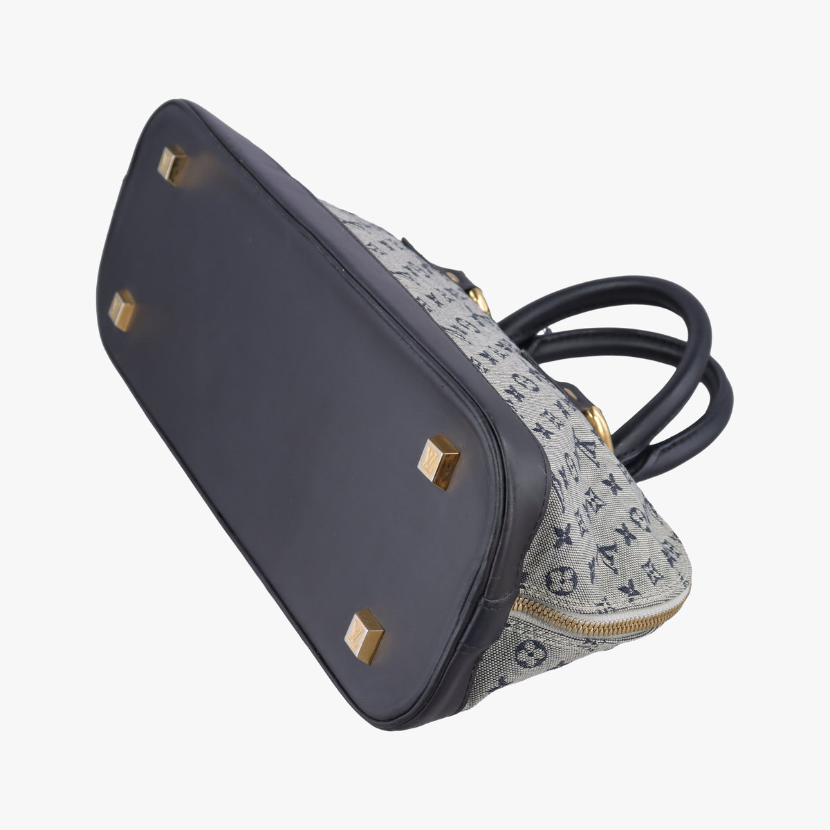 Monogram Mini Alma Long Navy × Gray Canvas × Leather M92303 MI1022モノグラム ミニ アルマ ロン ネイビー × グレー キャンバス×レザー M92303 MI1022