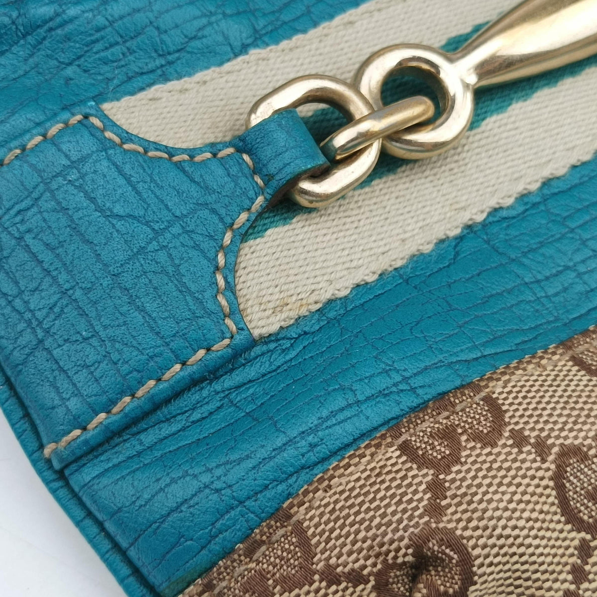 GG Canvas Horsebit Beige×Blue canvas×leather 141506 GGキャンバス ホースビット ベージュ×ブルー キャンバス×レザー 141506