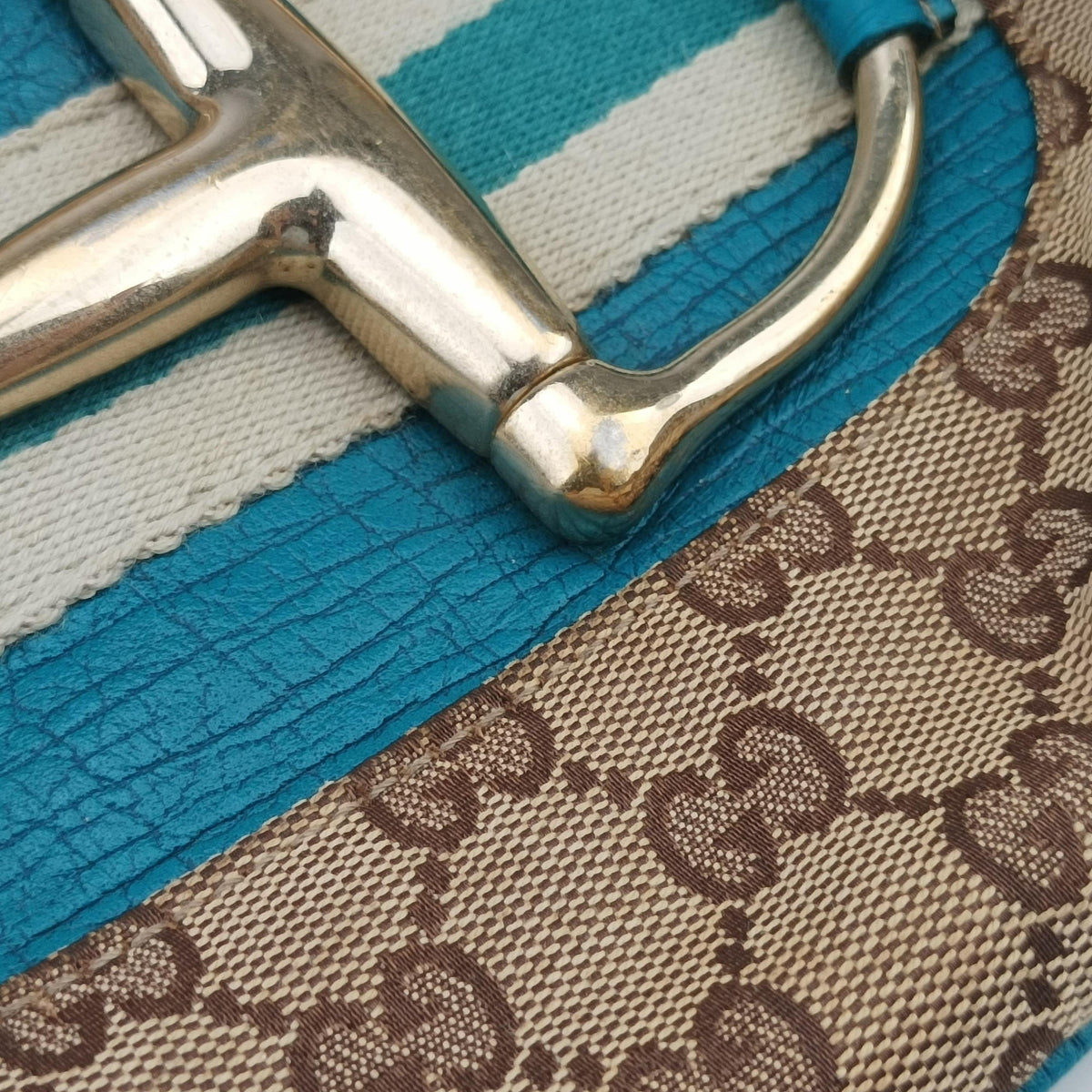 GG Canvas Horsebit Beige×Blue canvas×leather 141506 GGキャンバス ホースビット ベージュ×ブルー キャンバス×レザー 141506