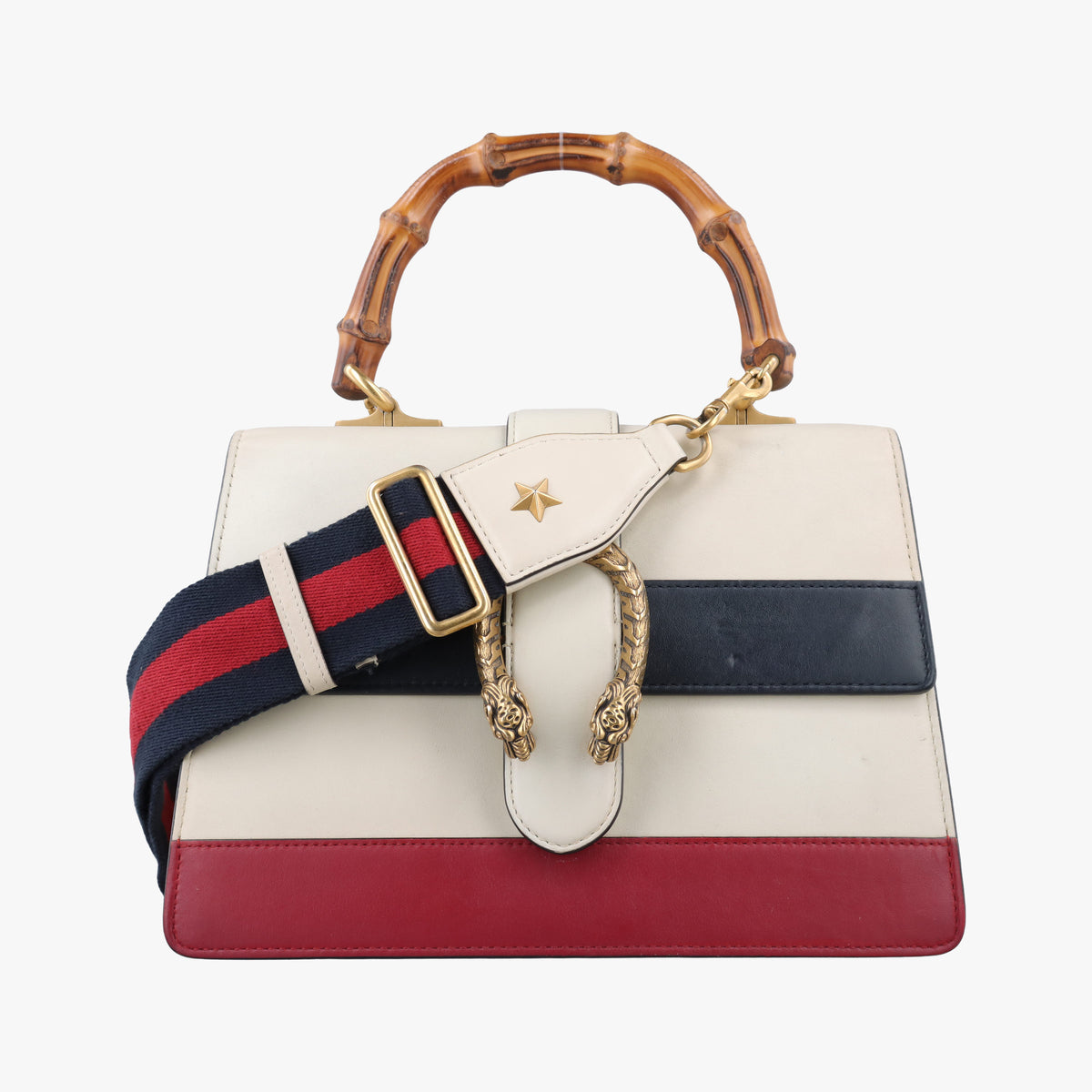 Dionysus bamboo White×navy×red Leather 448075 A022664867ディオニュソス バンブー ホワイト×ネイビー×レッド レザー 448075 A022664867