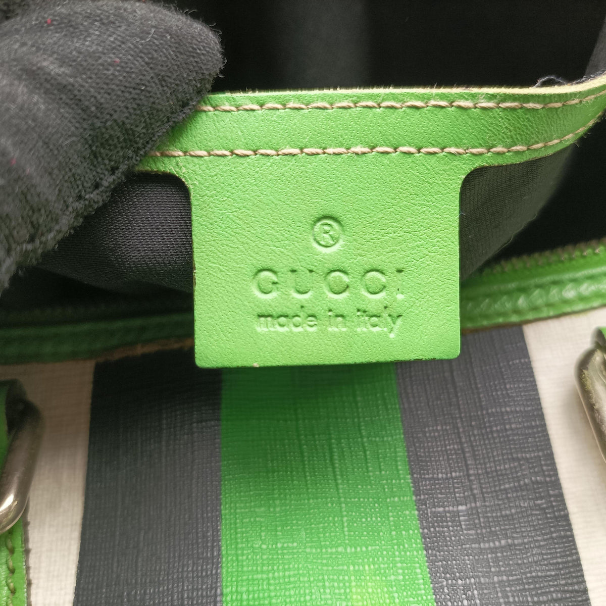 UNICEF Joy Green x White x Black PVC coated canvas 189895 G1880956ユニセフ ジョイ グリーン×ホワイト×ブラック PVCコーティングキャンバス 189895 G1880956