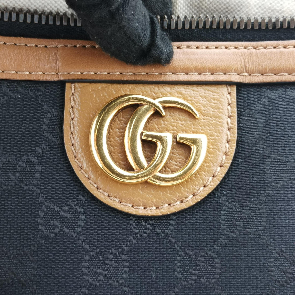 Ophidia Black×Brown canvas×leather 715773 H038963919オフィディア ブラック×ブラウン キャンバス×レザー 715773 H038963919