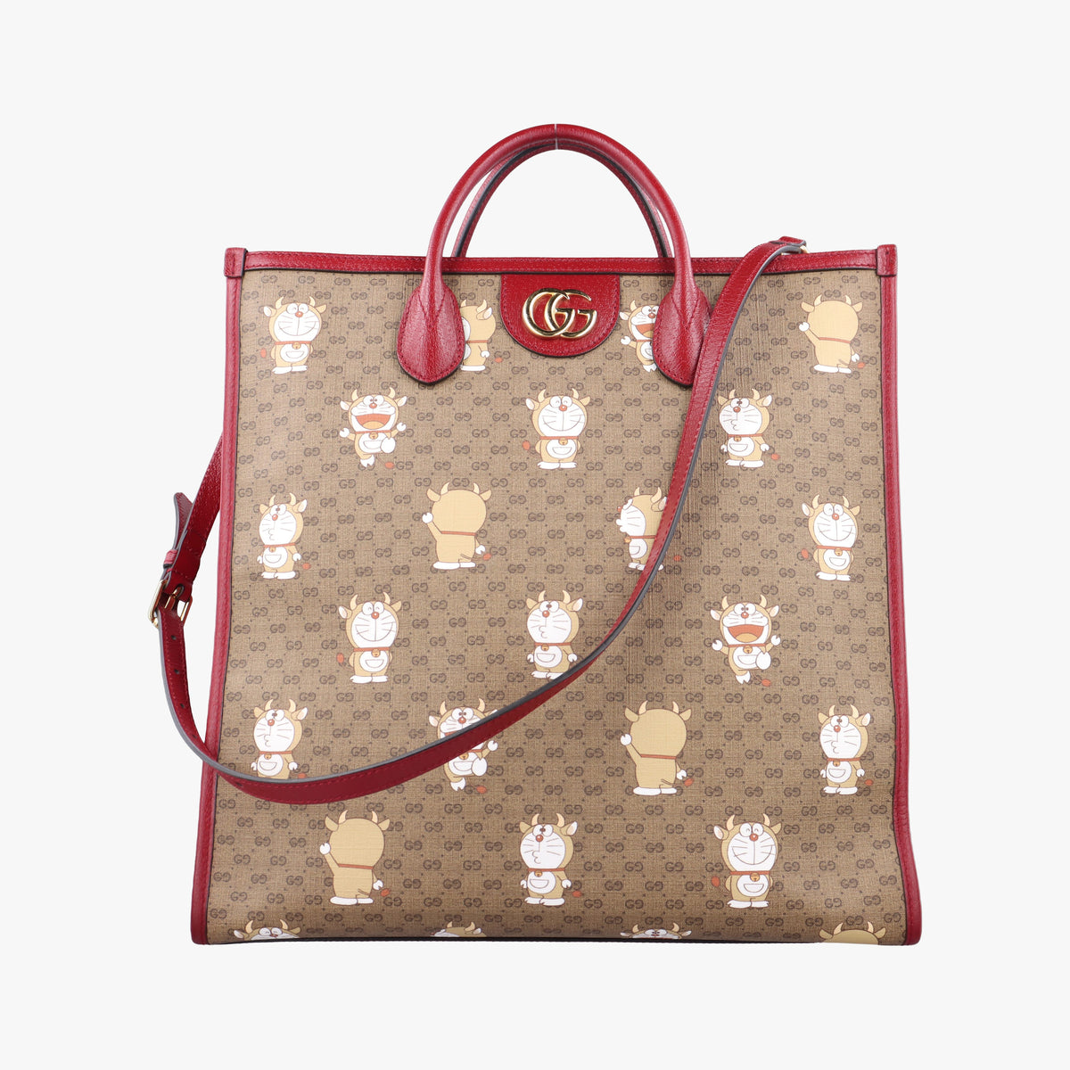 Doraemon GG Supreme Beige×Red PVC coated canvas×Leather 654345 G033863020ドラえもんGGスプリーム ベージュ×レッド PVCコーティングキャンバス×レザー 654345 G033863020
