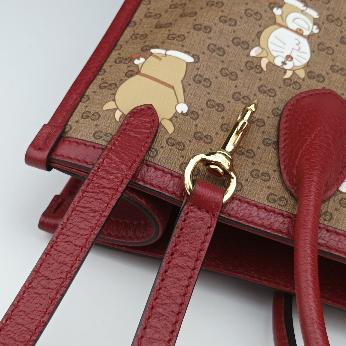 Doraemon GG Supreme Beige×Red PVC coated canvas×Leather 654345 G033863020ドラえもんGGスプリーム ベージュ×レッド PVCコーティングキャンバス×レザー 654345 G033863020