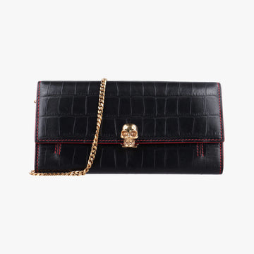 Crocodile Embossed Skull Black Leather 414659.436430クロコダイル スカル ブラック レザー 414659.436430