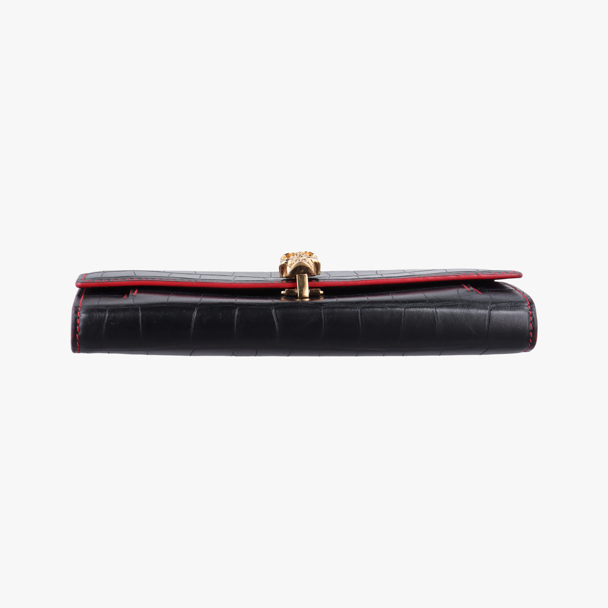 Crocodile Embossed Skull Black Leather 414659.436430クロコダイル スカル ブラック レザー 414659.436430