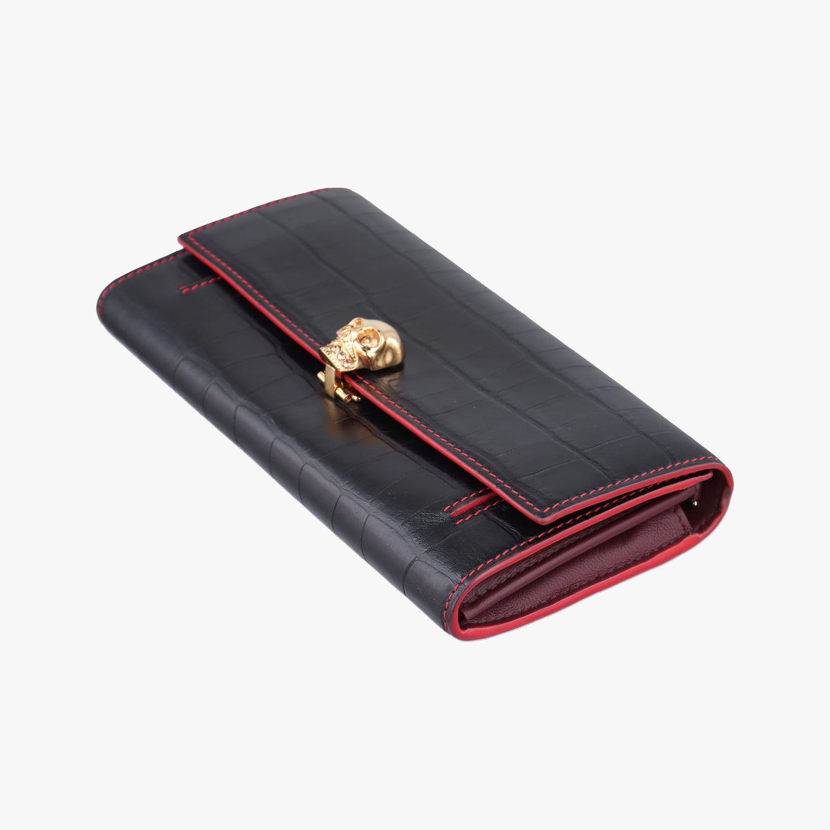 Crocodile Embossed Skull Black Leather 414659.436430クロコダイル スカル ブラック レザー 414659.436430