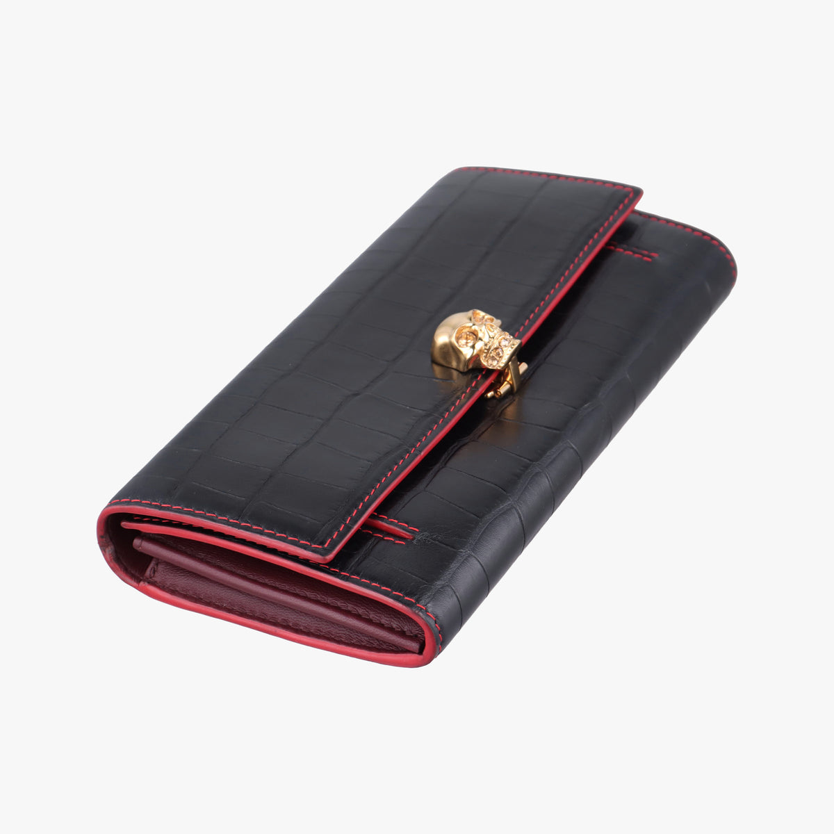Crocodile Embossed Skull Black Leather 414659.436430クロコダイル スカル ブラック レザー 414659.436430