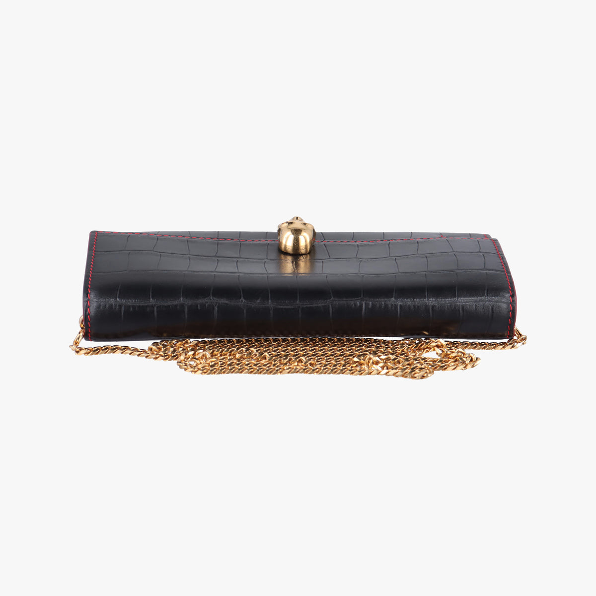 Crocodile Embossed Skull Black Leather 414659.436430クロコダイル スカル ブラック レザー 414659.436430