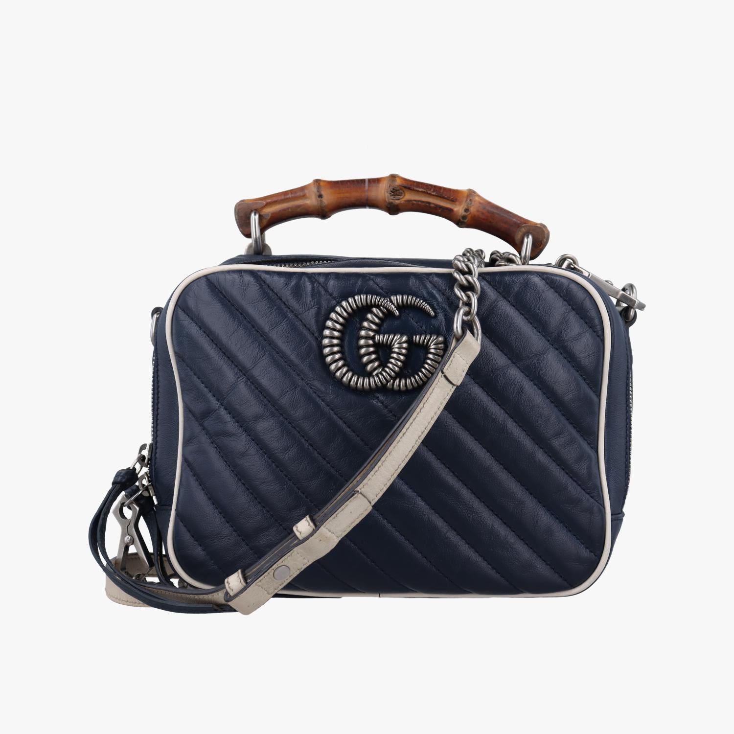 グッチ Gucci ショルダーバッグ レディース GGマーモント ブルー レザー D031723567