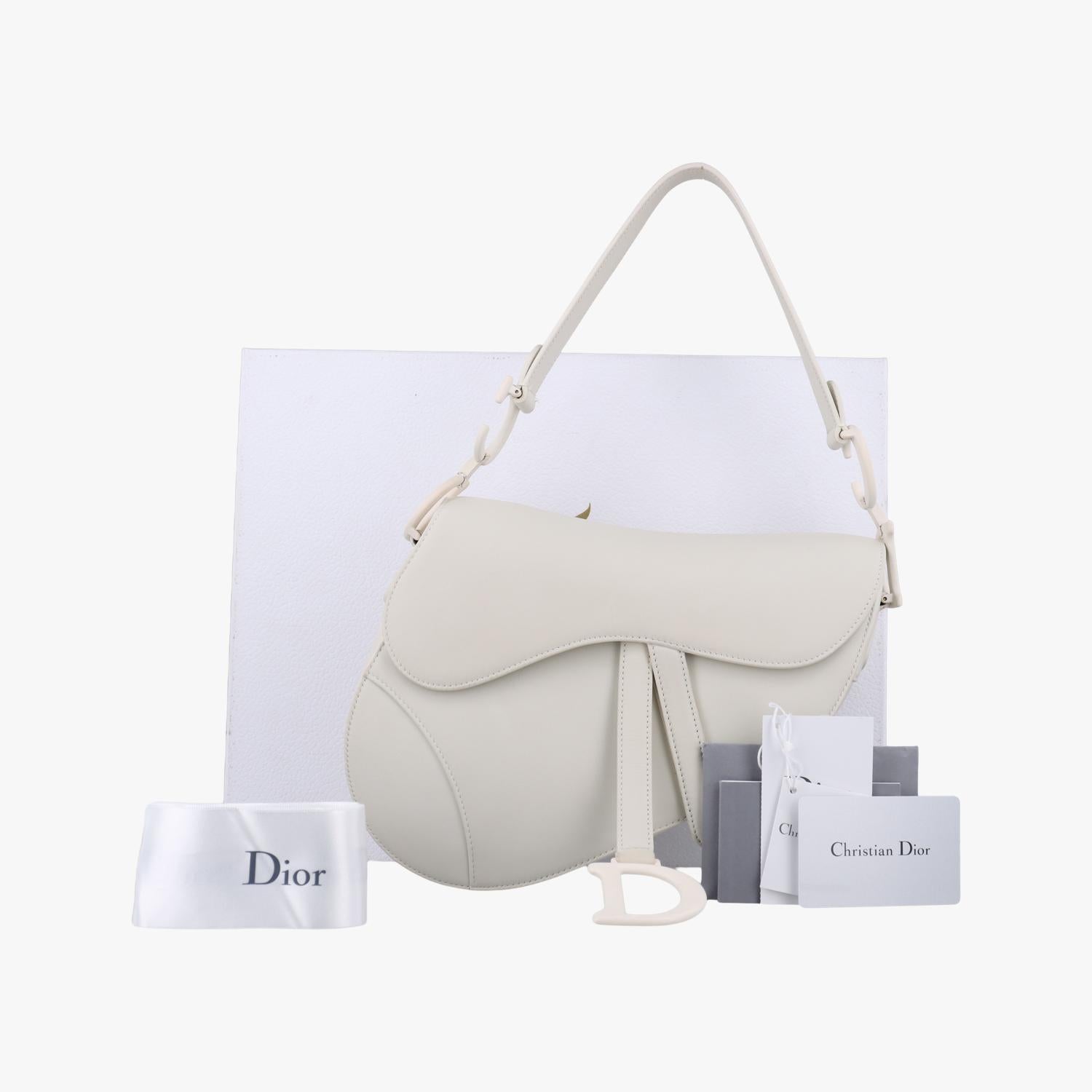 クリスチャンディオール Christian Dior ショルダーバッグ レディース サドルバッグ ホワイト レザー 09-MA-0129