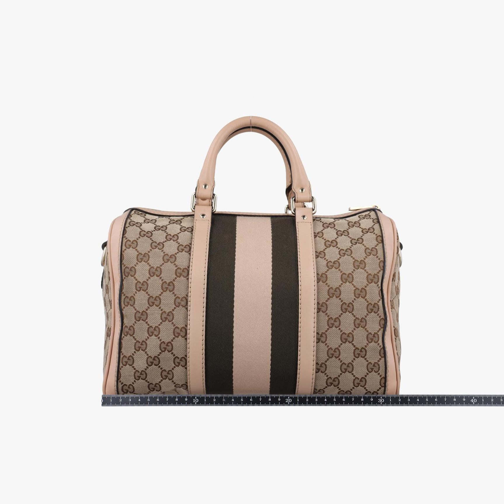 グッチ Gucci ボストンバッグ レディース シェリーライン ボストン ベージュ×ブラック キャンバス×レザー 247205 525040