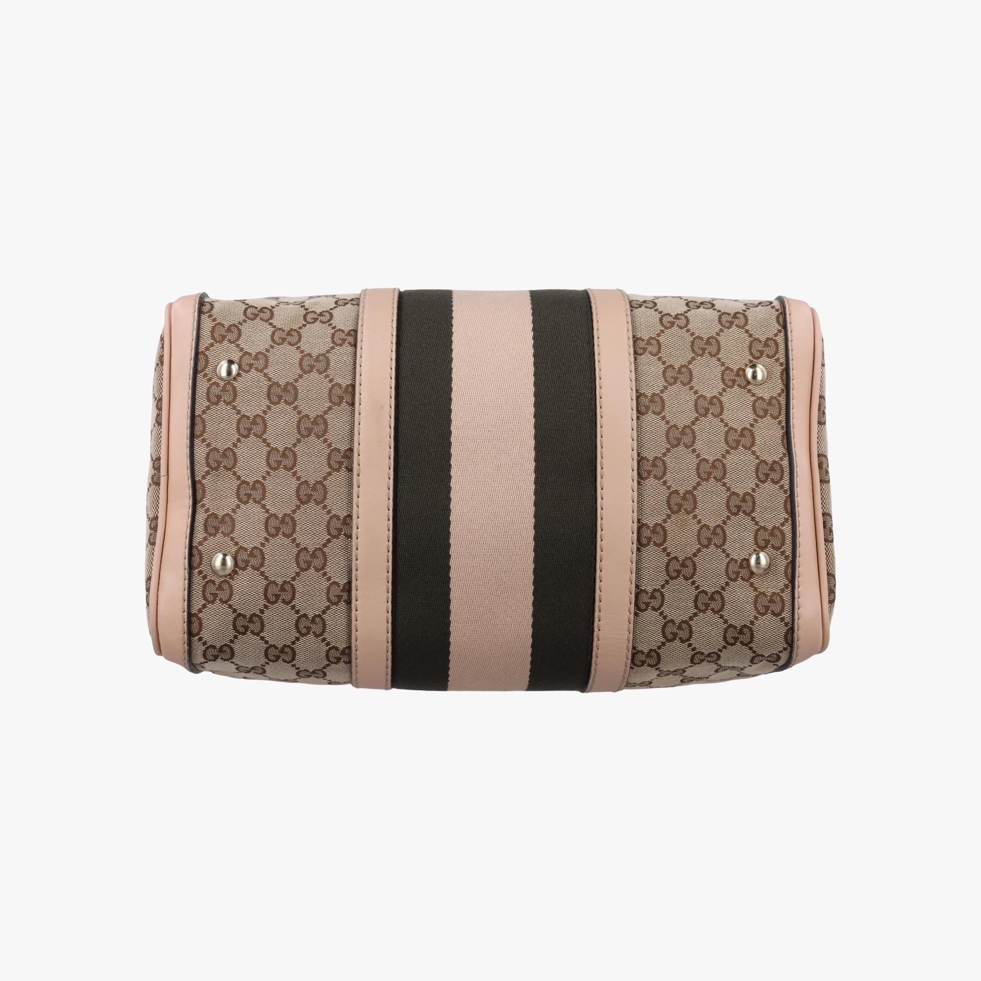 グッチ Gucci ボストンバッグ レディース シェリーライン ボストン ベージュ×ブラック キャンバス×レザー 247205 525040