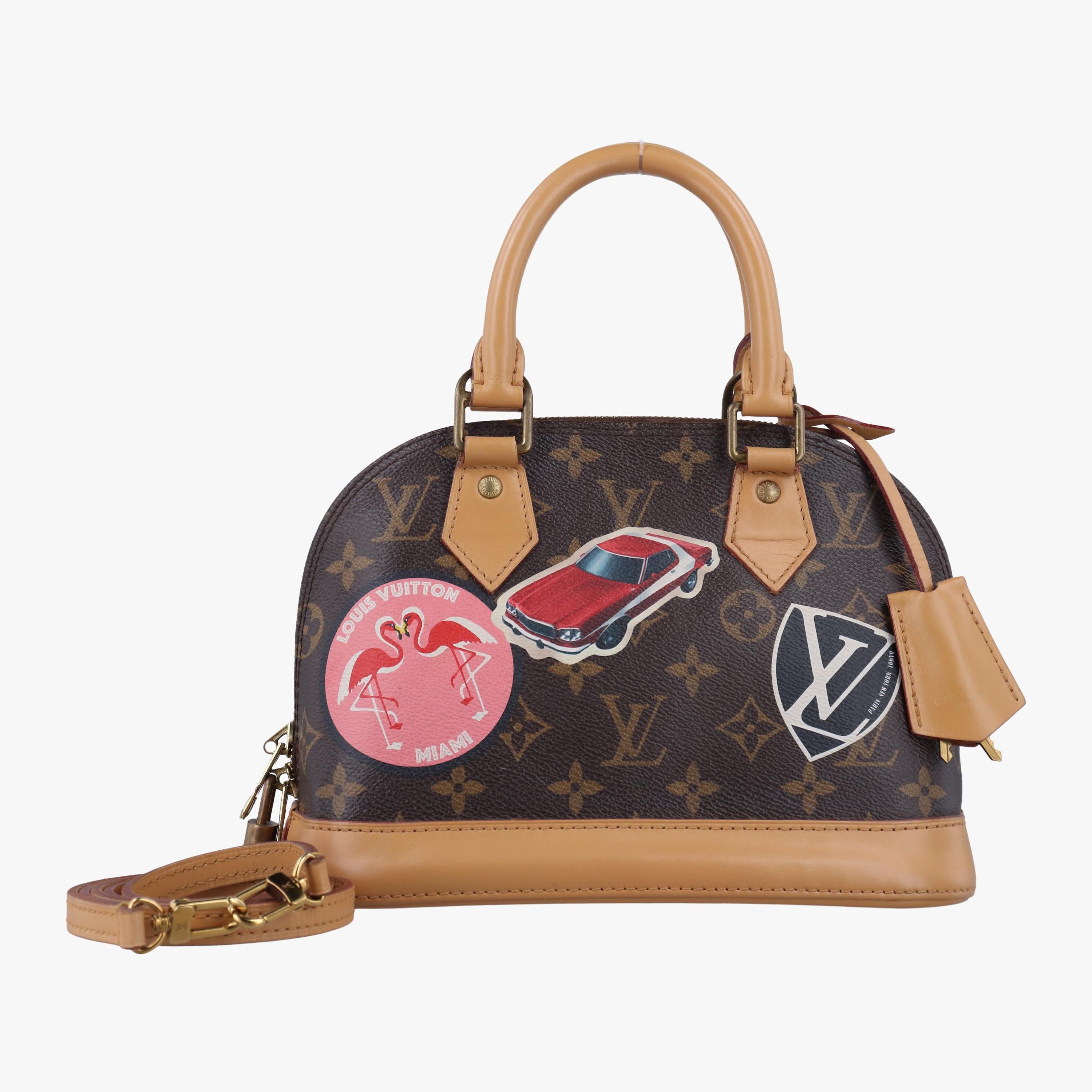 ルイヴィトン Louis Vuitton ショルダーバッグ レディース アルマBB　ワールドツアーステッカー ブラウン モノグラムキャンバス M43230 AA3186