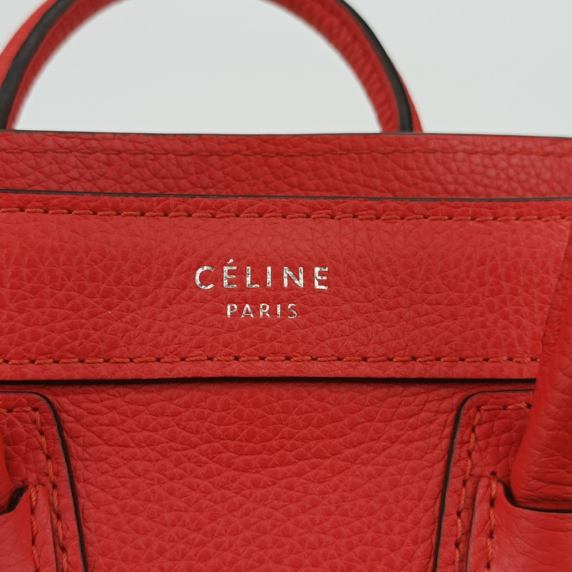 セリーヌ Celine ショルダーバッグ レディース ラゲージナノショッパー オレンジ レザー S-SA-0182