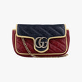 グッチ Gucci ショルダーバッグ レディース GGマーモント ネイビー×レッド レザー 574969 2149