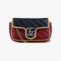 グッチ Gucci ショルダーバッグ レディース GGマーモント ネイビー×レッド レザー 574969 2149