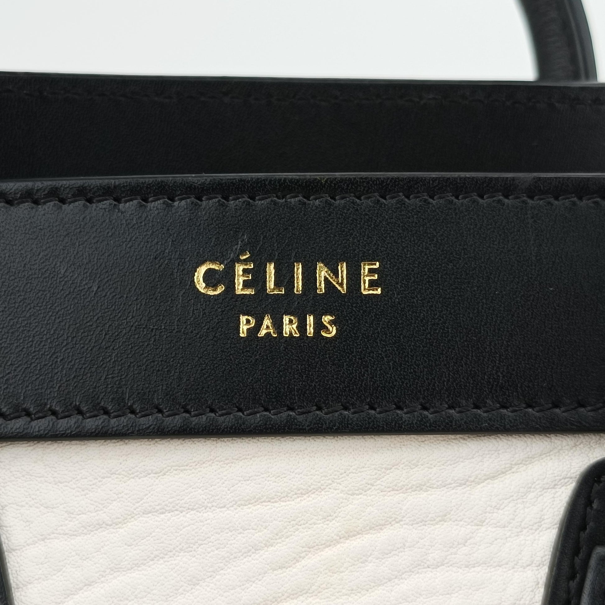 セリーヌ Celine ショルダーバッグ レディース ラゲージナノショッパー ホワイト×ブラック×イエロー レザー S-LA-4174 S-CT-4134