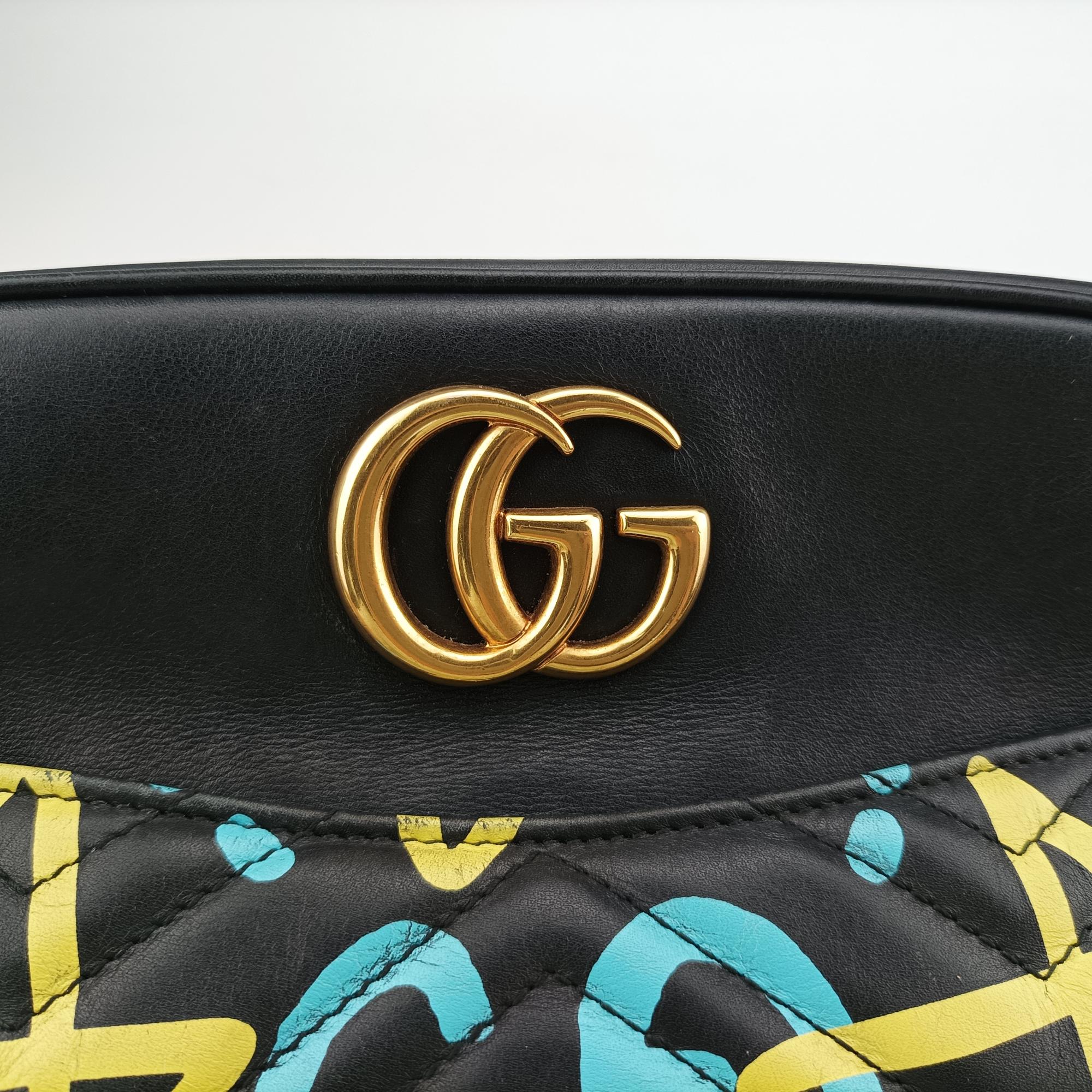 グッチ Gucci ショルダーバッグ レディース GGマーモント ブラック×マルチ レザー 443499 486628