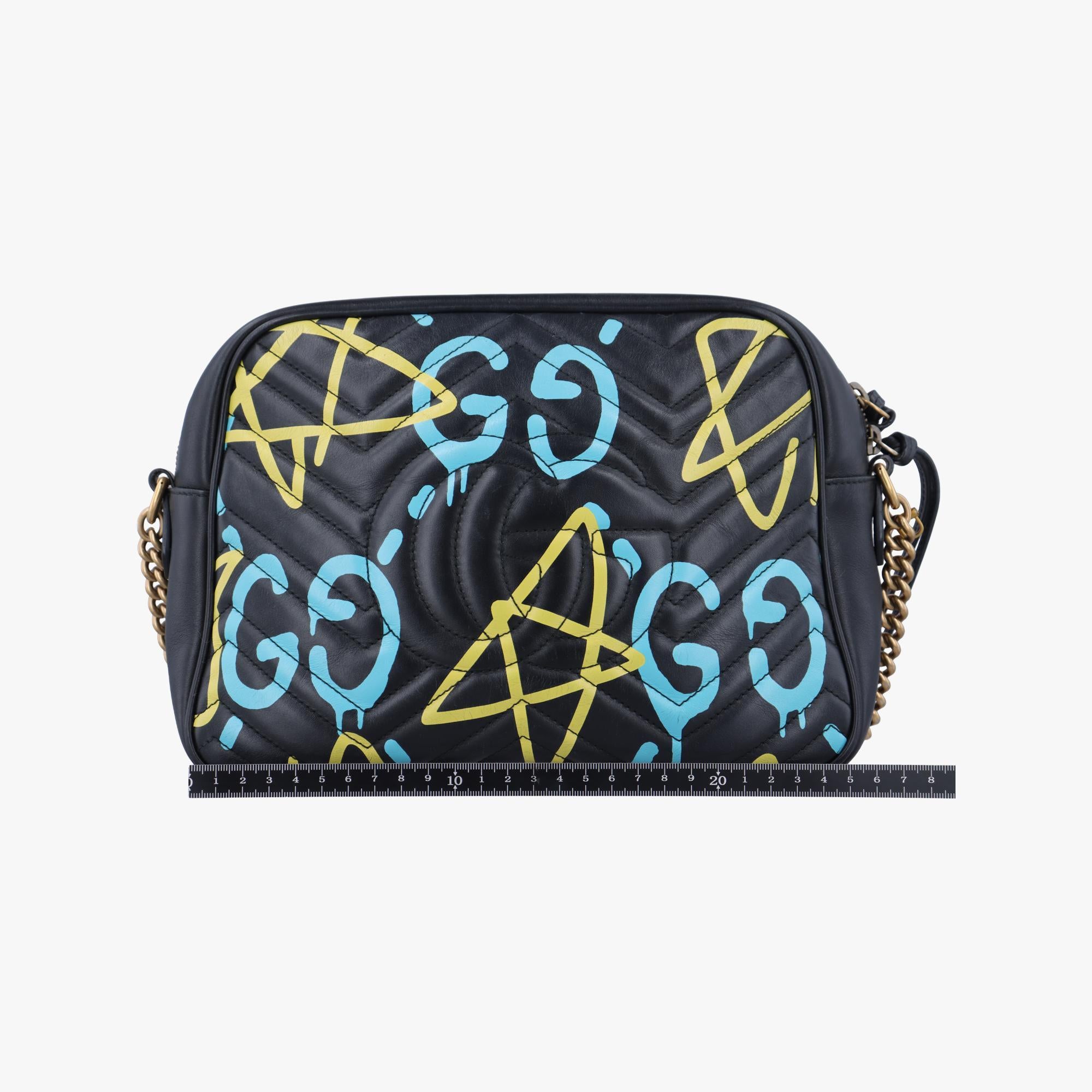 グッチ Gucci ショルダーバッグ レディース GGマーモント ブラック×マルチ レザー 443499 486628