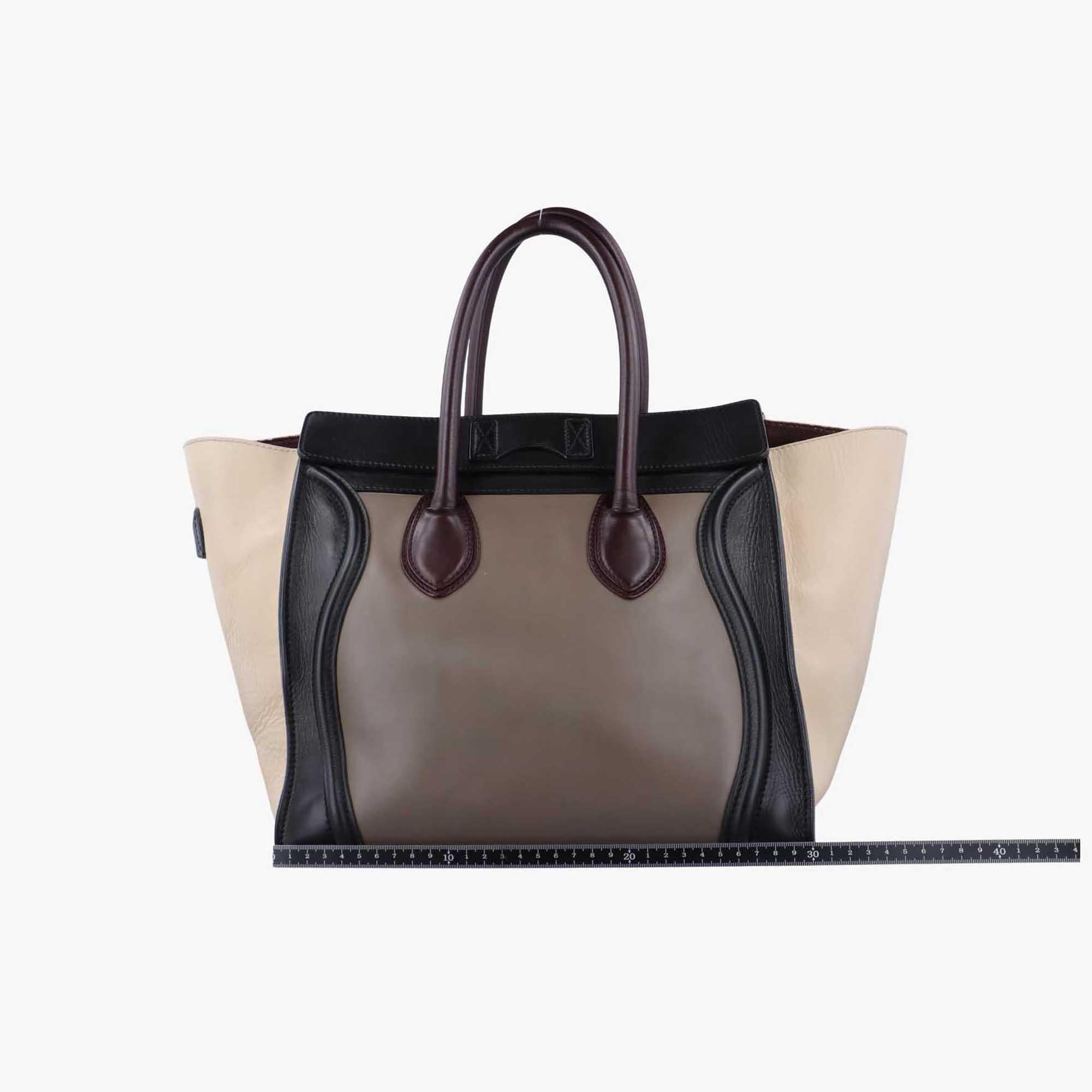 セリーヌ Celine ハンドバッグ レディース ラゲージミニショッパー ブラック×ブラウン×アイボリー レザー W-AT-0181 W-UP-0181