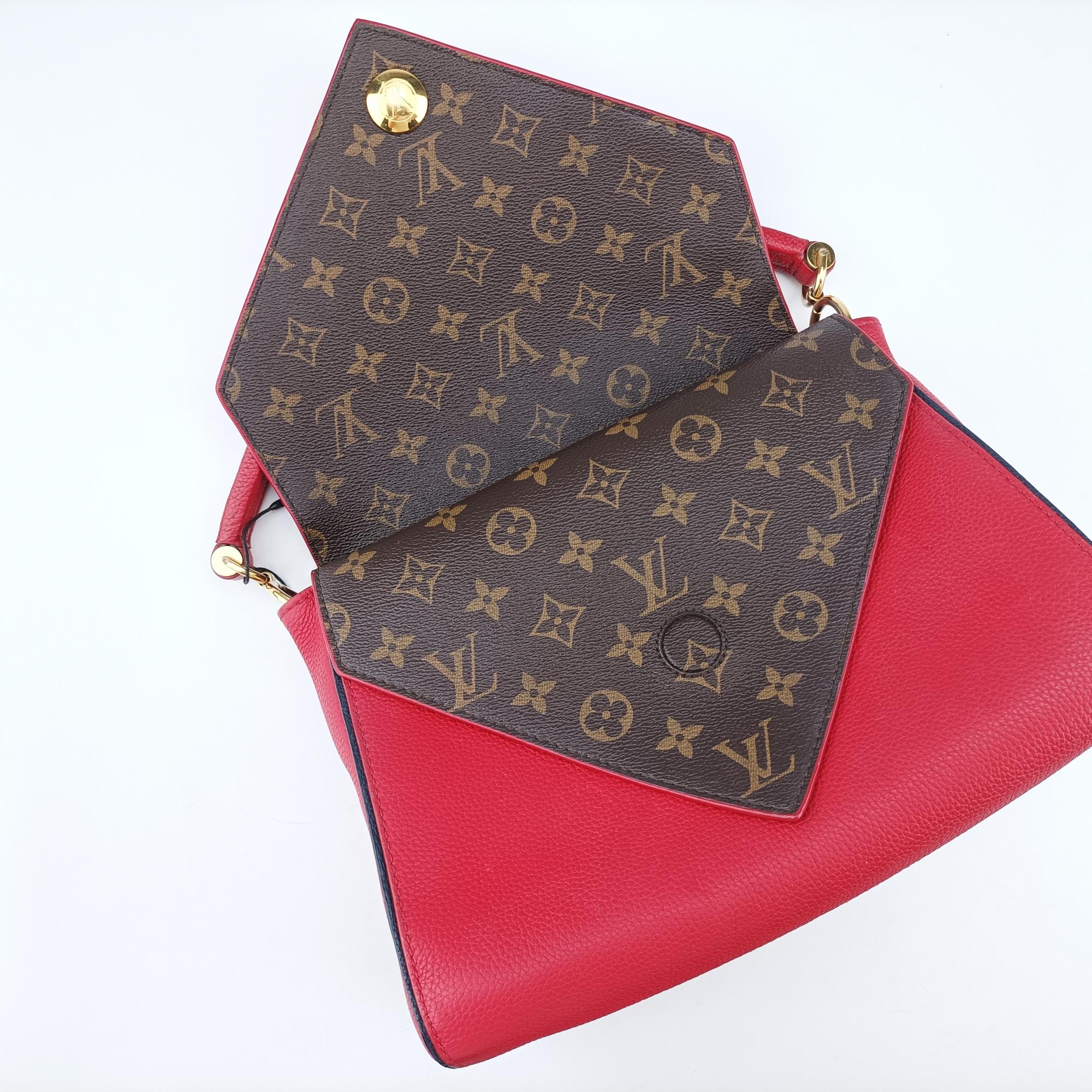 ルイヴィトン Louis Vuitton ショルダーバッグ レディース ドゥブルV レッド モノグラムキャンバス×カーフレザー M54624 TR3187