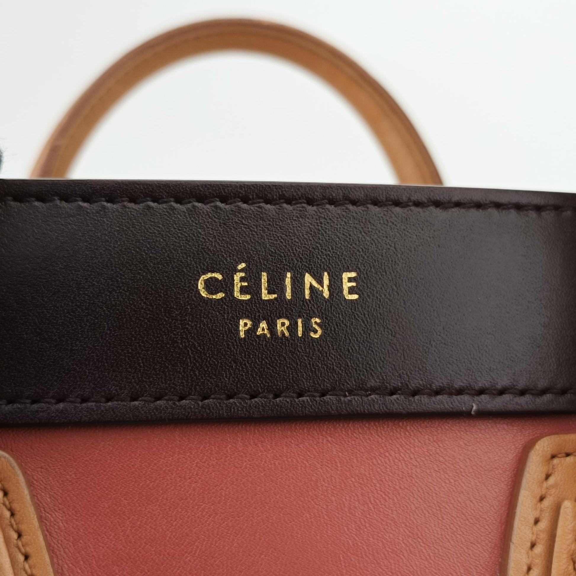 セリーヌ Celine ショルダーバッグ レディース ラゲージナノショッパー ピンクベージュ×ブラウン×ブラック レザー F-CU-1185