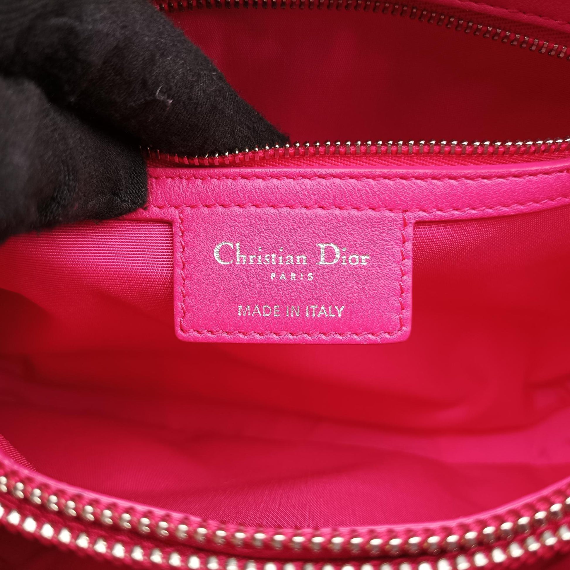 クリスチャンディオール Christian Dior ハンドバッグ レディース レディディオール　カナージュ　ソフト ローズ レッド ラムスキン 01-RU-1103