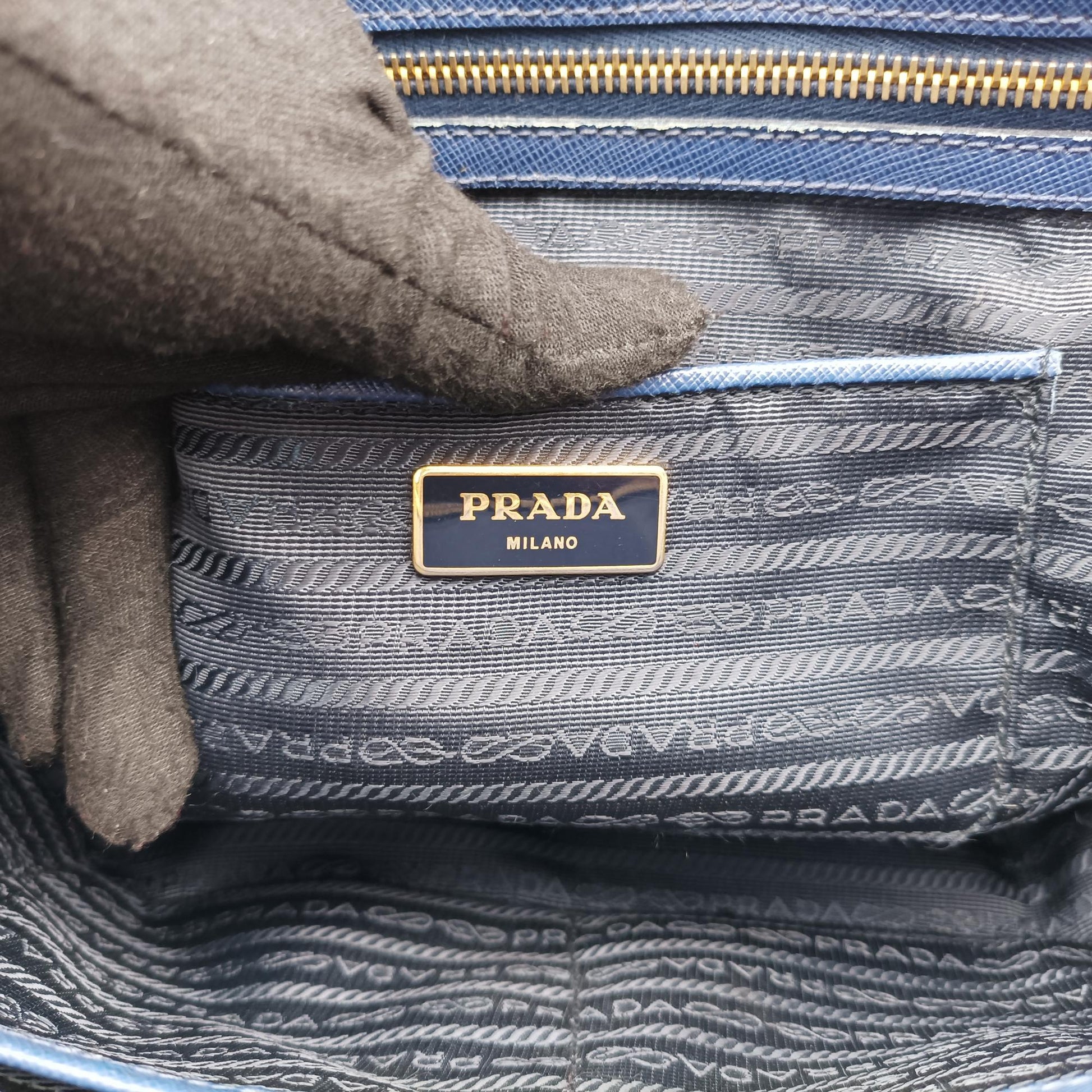 プラダ Prada ハンドバッグ レディース ガレリア ブルー サフィアーノレザー BN2274 31/Z 