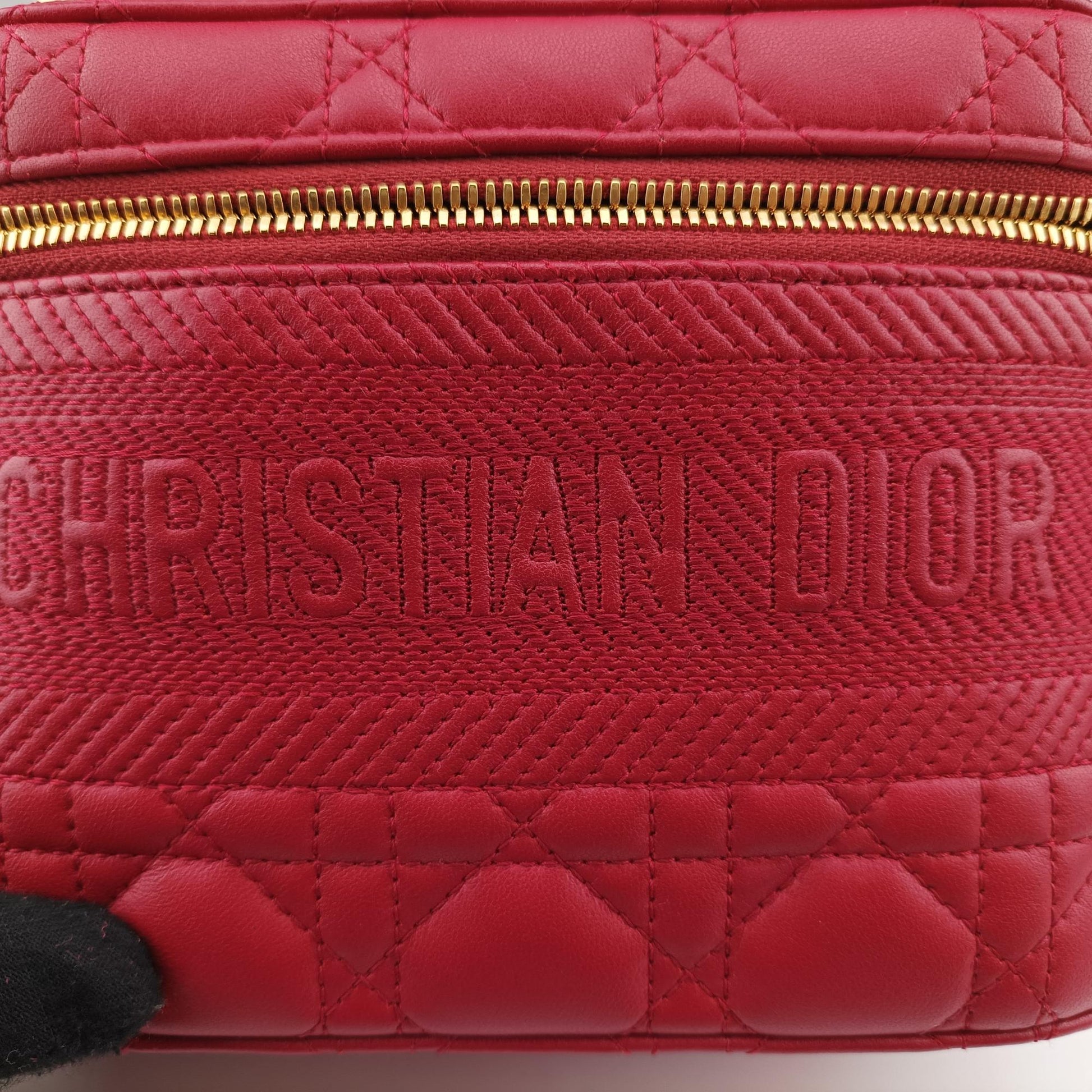 クリスチャンディオール Christian Dior ショルダーバッグ レディース ディオールトラベルスモールバニティ レッド ラムスキン 06-BO-1200