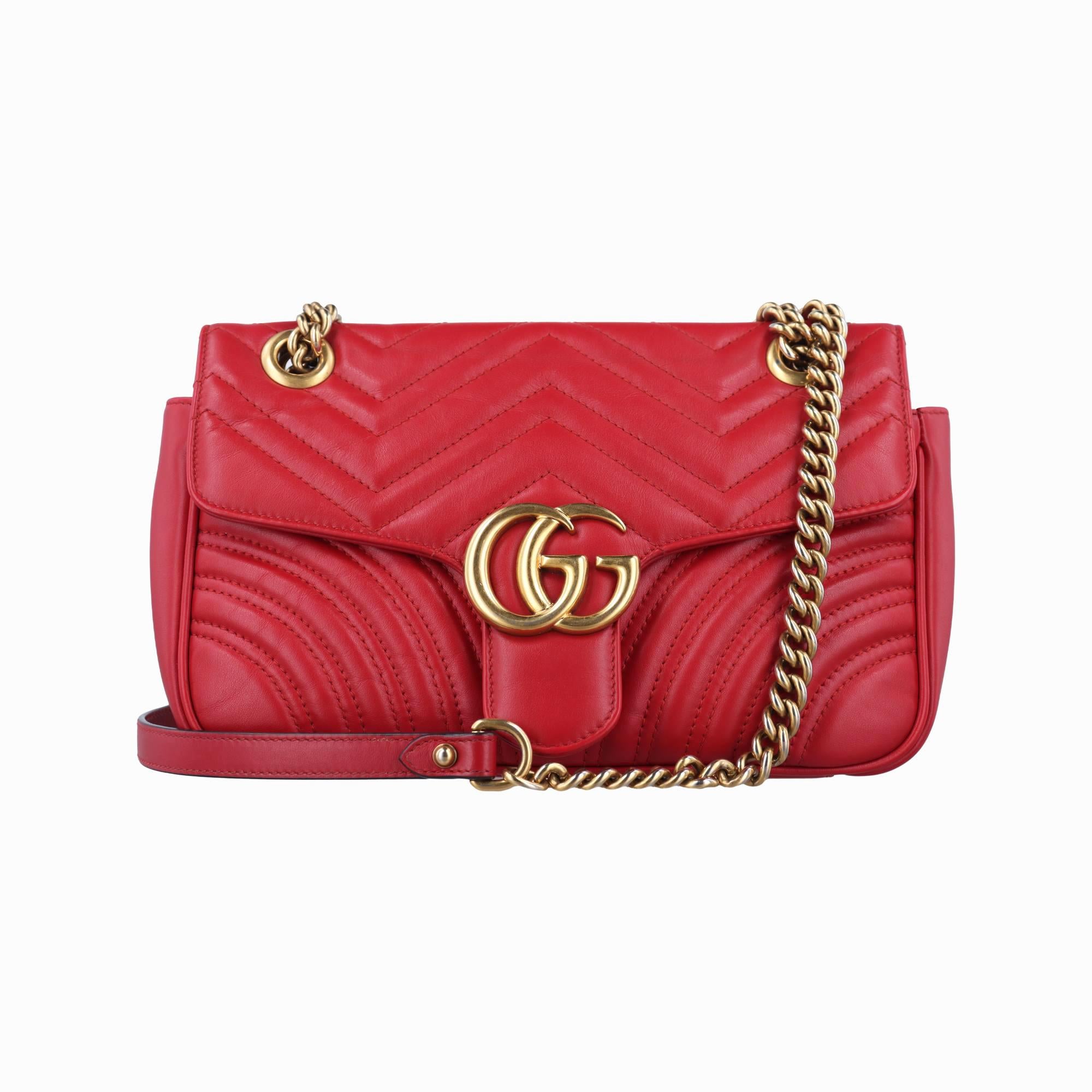 グッチ Gucci ショルダーバッグ レディース GGマーモント レッド レザー 443497 F026651929