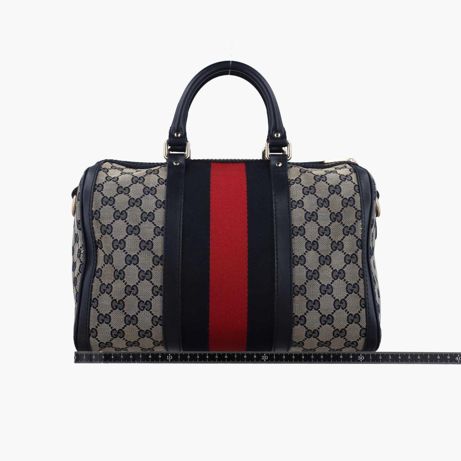 グッチ Gucci ボストンバッグ レディース シェリーライン ボストン ベージュ×ブラック×レッド キャンバス×レザー 247205 E016206053