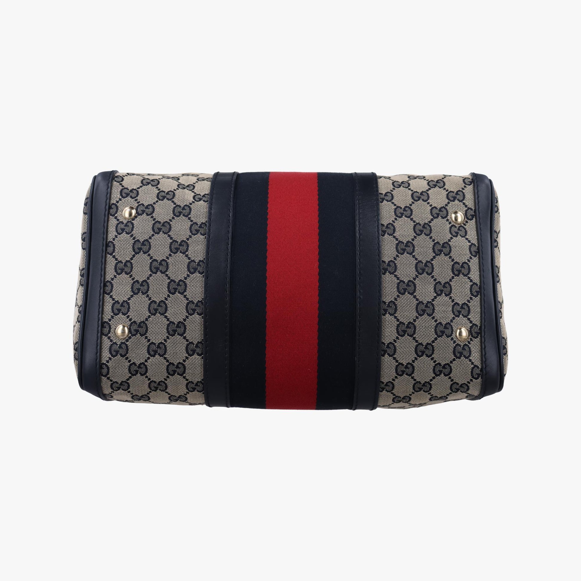 グッチ Gucci ボストンバッグ レディース シェリーライン ボストン ベージュ×ブラック×レッド キャンバス×レザー 247205 E016206053