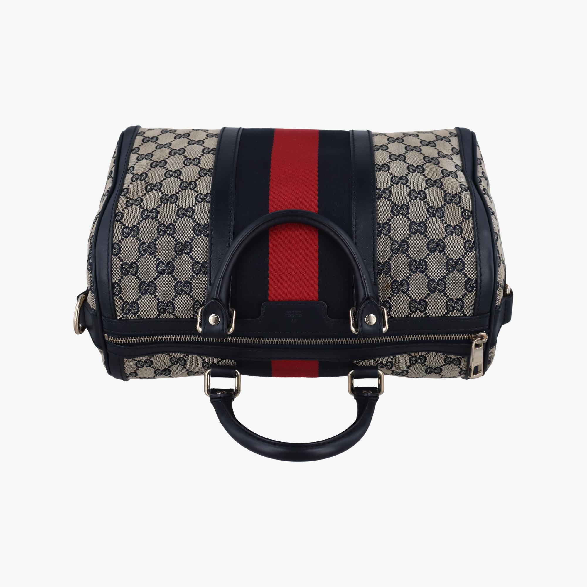 グッチ Gucci ボストンバッグ レディース シェリーライン ボストン ベージュ×ブラック×レッド キャンバス×レザー 247205 E016206053