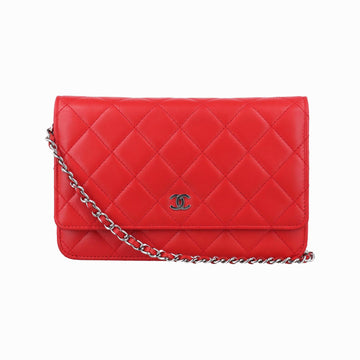 シャネル Chanel ショルダーバッグ レディース クラシック　ココマーク レッド ラムスキン A33814 22524020