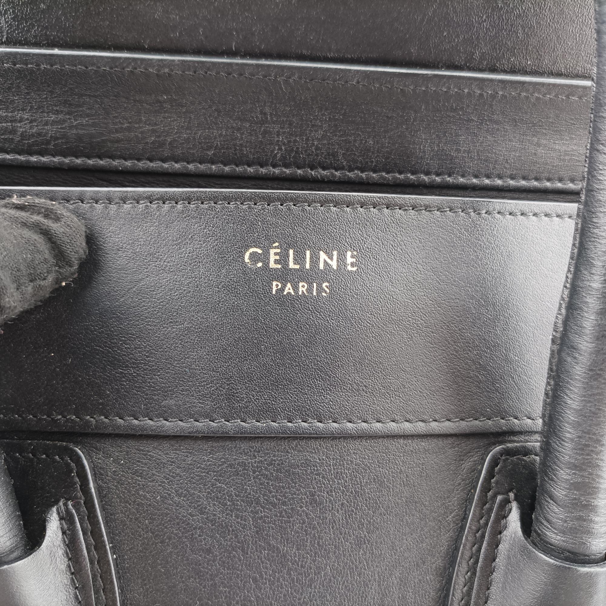 セリーヌ Celine ハンドバッグ レディース ラゲージミニショッパー ブラック レザー F-AT-0144 F-CU-0144