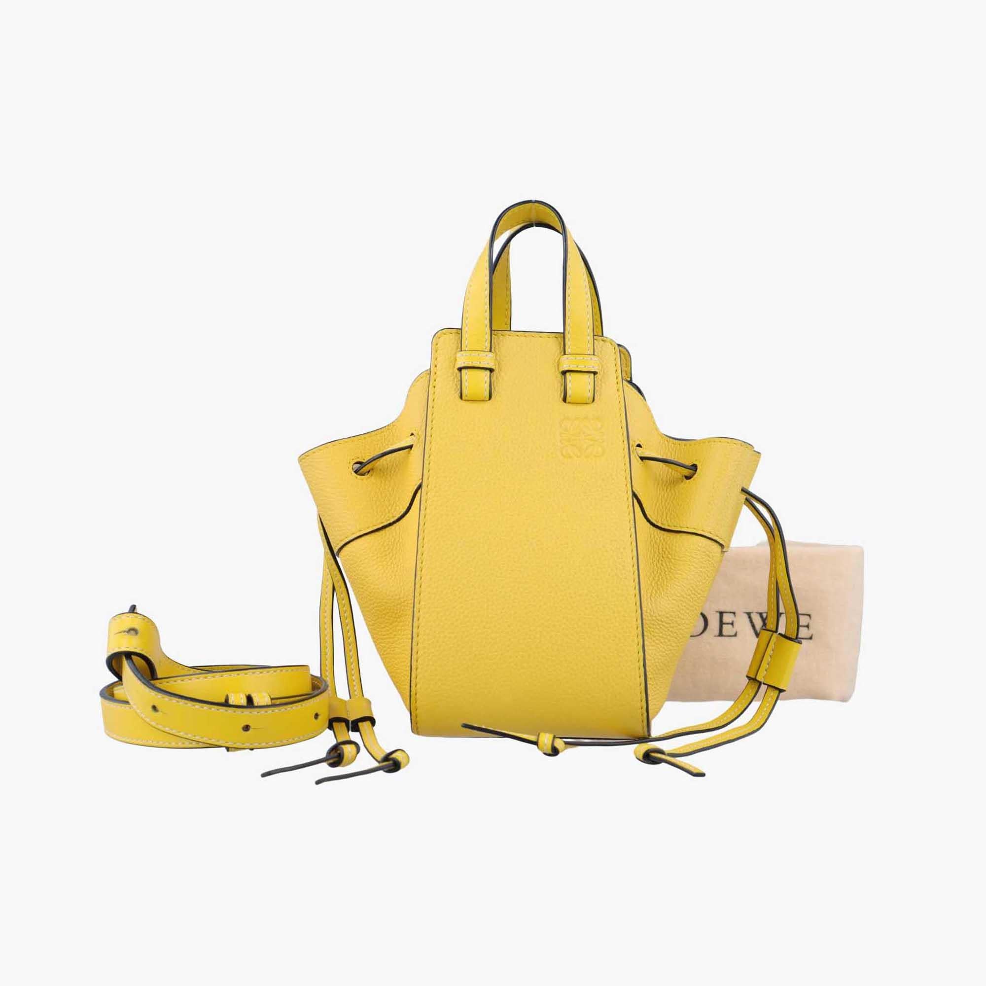 ロエベ Loewe ショルダーバッグ レディース ハンモックドローストリング ミニ イエロー レザー 061947