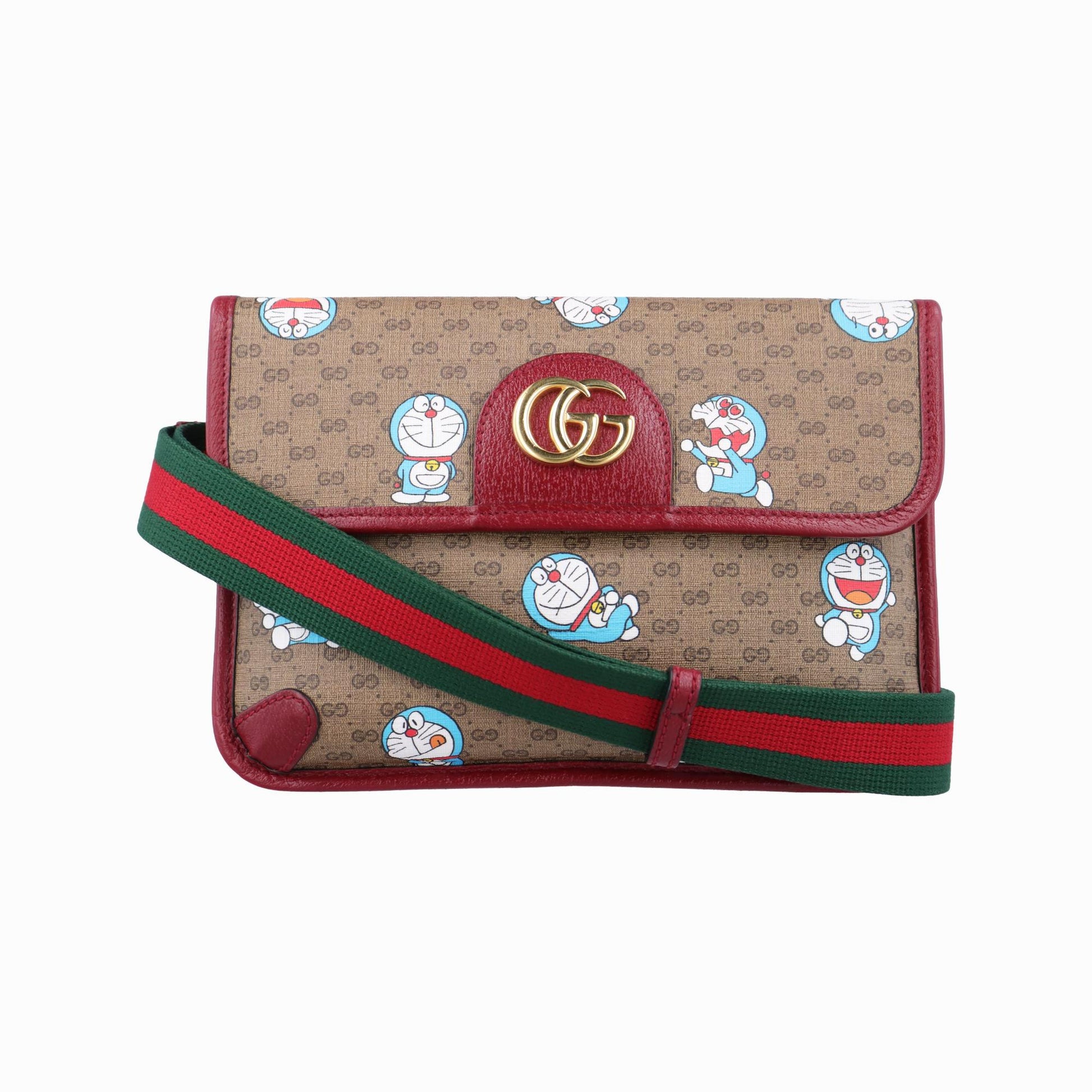 グッチ Gucci ボディバッグ/ウェストバッグ レディース ドラえもん コラボ ブラウン×レッド×マルチ PVCコーティングキャンバス 647817 I034286759