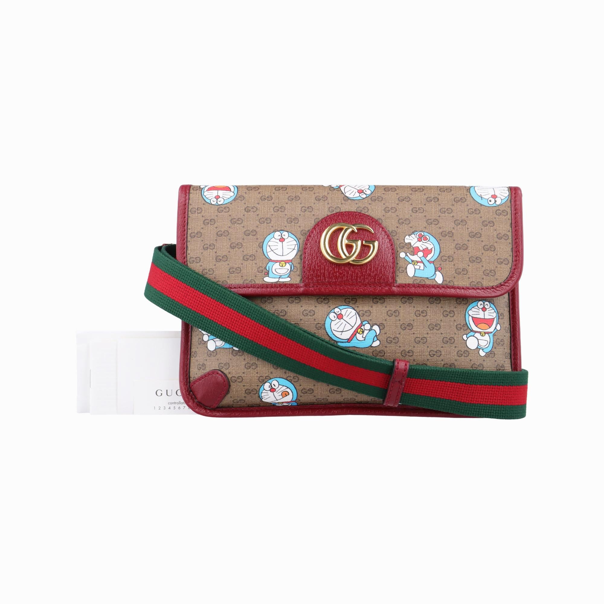 グッチ Gucci ボディバッグ/ウェストバッグ レディース ドラえもん コラボ ブラウン×レッド×マルチ PVCコーティングキャンバス 647817 I034286759