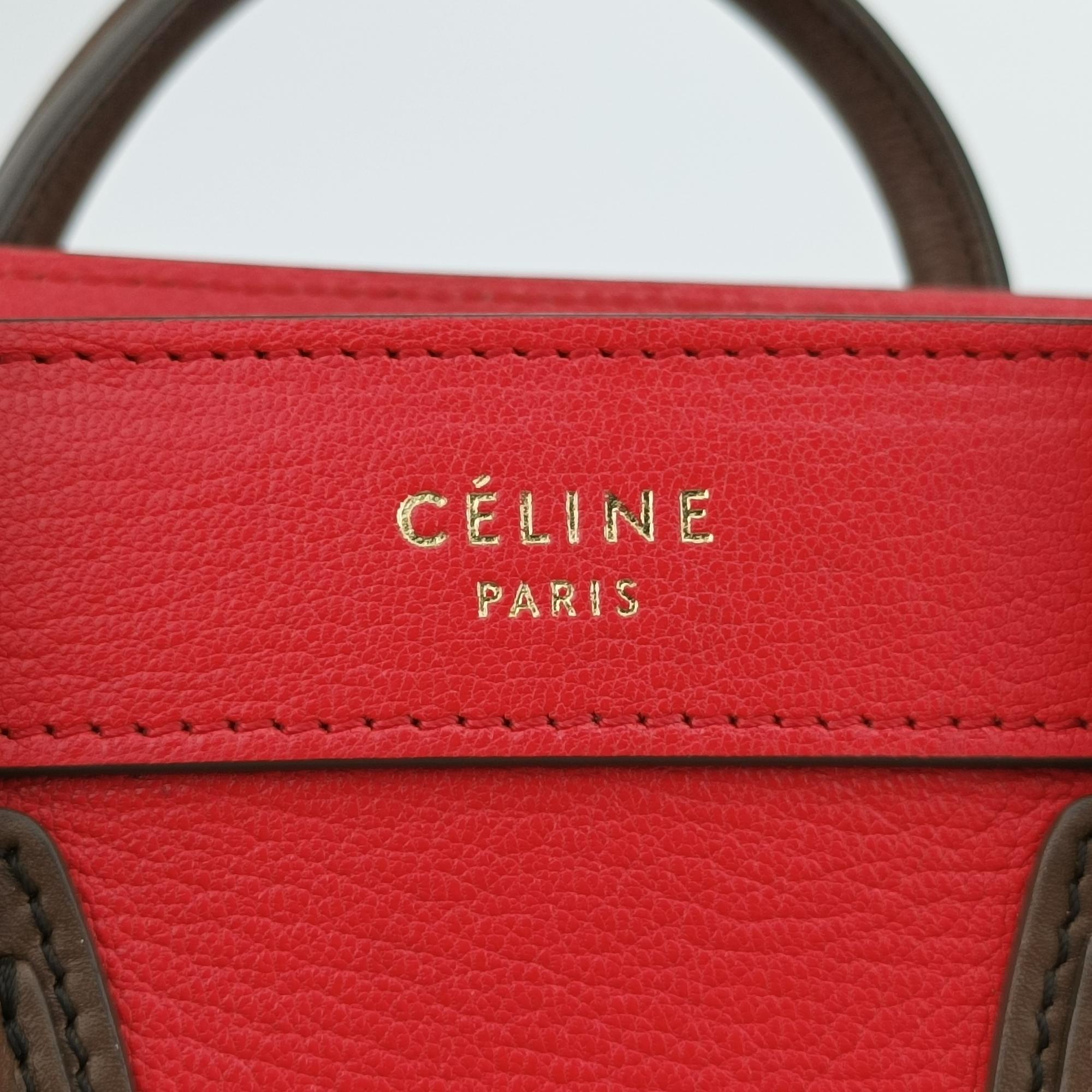 セリーヌ Celine ショルダーバッグ レディース ラゲージナノショッパー レッド レザー F-AT-0154 F-CU-0154