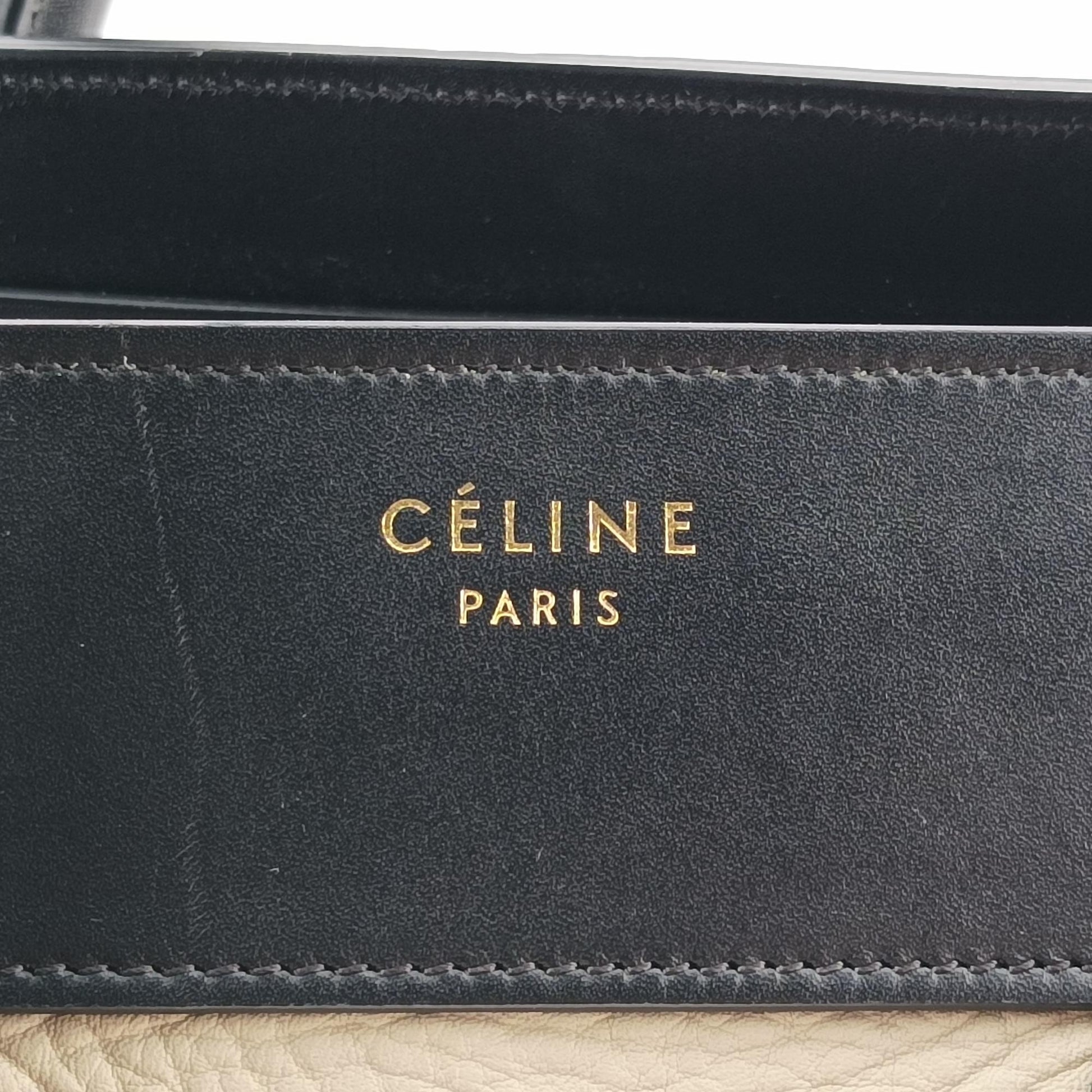 セリーヌ Celine ハンドバッグ レディース ラゲージミニショッパー ベージュ×ブラック×ブルー レザー S-AT-4104 S-CU-4134