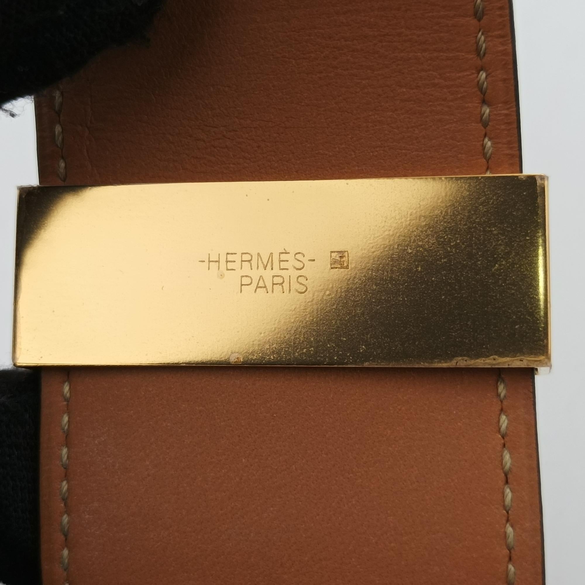 エルメス Hermes ブレスレット レディース コリエ　ド　シアン ブラック×ゴールド GP×レザー S R SI 012