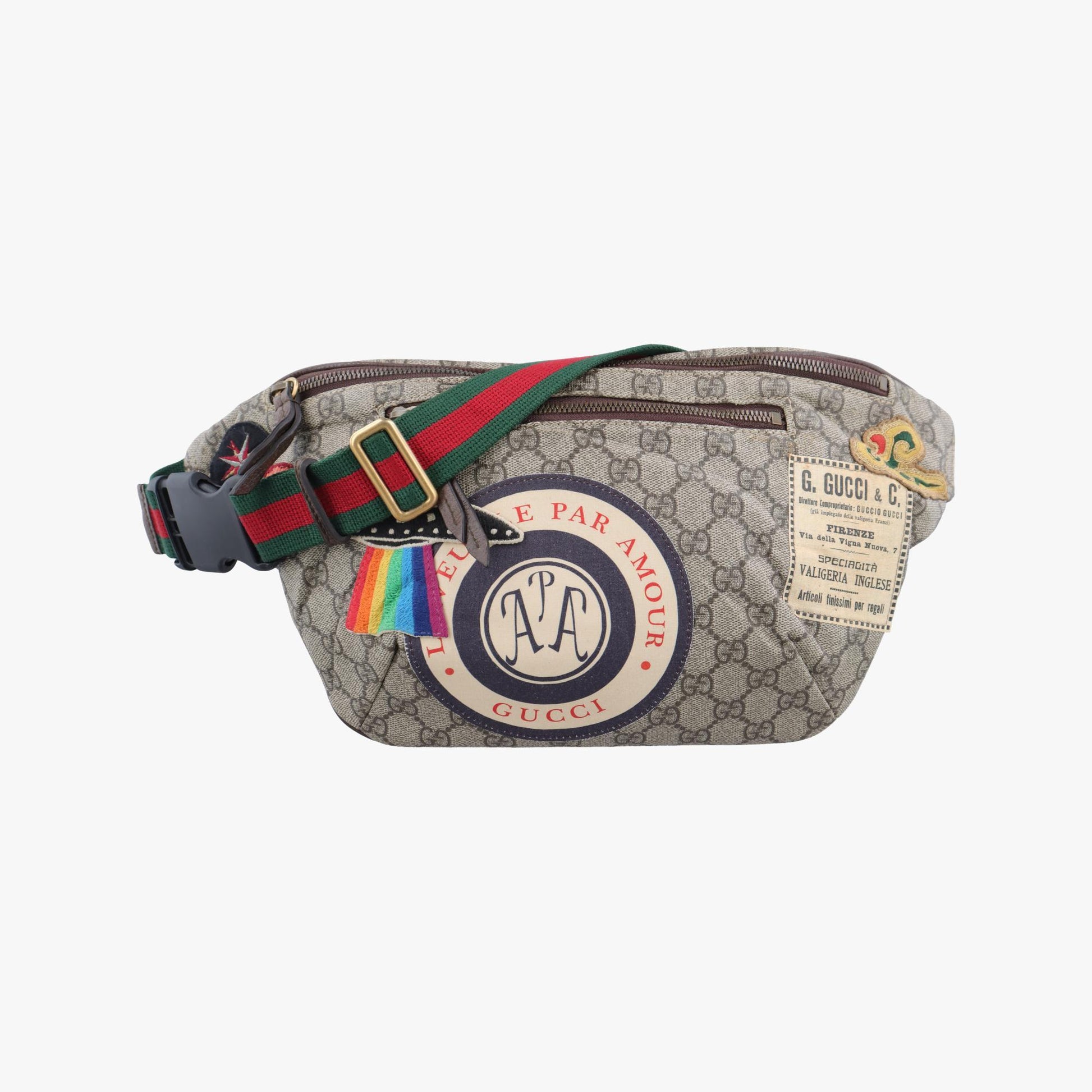 グッチ Gucci ボディバッグ/ウェストバッグ レディース GGスプリーム クーリエ　UFOワッペン グレー PVCコーティングキャンバス 529711 G024982055