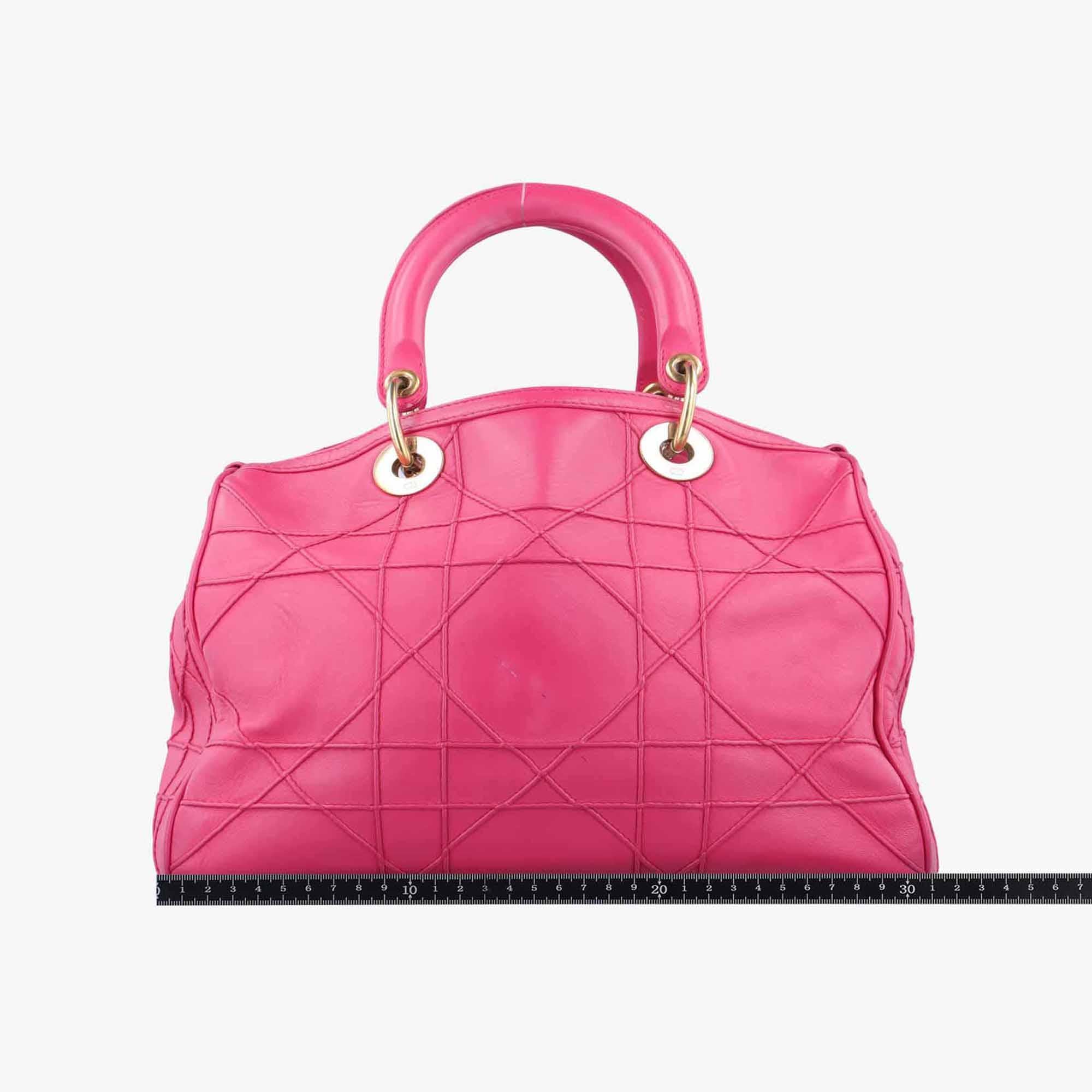 クリスチャンディオール Christian Dior ハンドバッグ レディース グランヴィル ローズ レッド ラムスキン 09-BO-0152