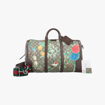 グッチ Gucci ボストンバッグ レディース グッチティアン グレー PVCコーティングキャンバス×レザー 406380 E019191661