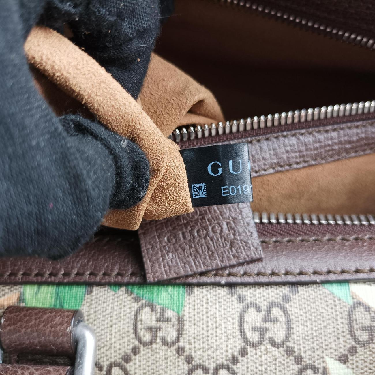 グッチ Gucci ボストンバッグ レディース グッチティアン グレー PVCコーティングキャンバス×レザー 406380 E019191661