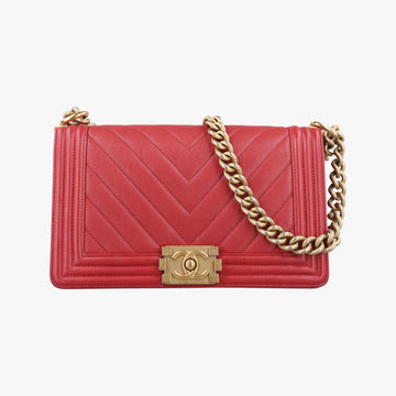 シャネル Chanel ショルダーバッグ レディース ボーイシャネル レッド キャビアスキン A67086 25264326